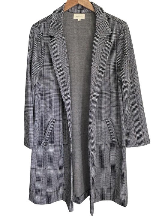 MELLODAY Jackets & Blazers - MELLODAY Black Gray Houndstooth Preppy Plaid Open-Front Blazer Duster Sz L